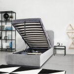 Le quai des affaires - lit coffre parma 90x190 + 1 sommier / gris clair / 201x99x99 cm