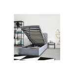 Le quai des affaires - lit coffre parma 90x190 + 1 sommier / gris fonc / 201x99x99 cm