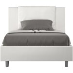 Lit moderne 120x190 cm avec tête de lit coussin simili cuir blanc anja - option avec sommier et coffre ... Lit moderne 120x190 cm avec tête de lit coussin simili cuir blanc anja - option avec sommier et coffre ...