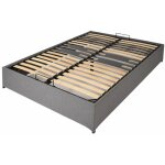 Sedac - lit coffre savio - 140x190 - tissu dco gris clair - 36 lattes bois - gain de place