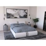 Deco in paris - lit coffre en simili cuir blanc 180x200 cm orane