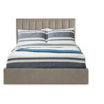 Lit coffre songe + sommier velours taupe 160cm