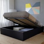Weber industries - lit coffre torino 140x190 + 1 sommier / noir / 200x155x32 cm