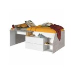 Parisot - lit combin enfant contemporain kim - gris loft et blanc - l 90 x l 190 ou 200 cm