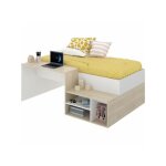 Sans marque - lit combin enfant kric - chene naturel et blanc - bureau et rangement - 90x190 cm