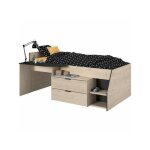 Parisot - lit combin enfant kim - chene jackson et noir - 90x190 / 200 cm