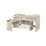 Lit combin enfant parisot zola 90x200 cm - 2 portes - avec bureau - dcor acacia clair et blanc