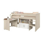 M&s - lit combin enfant zola 90x200 cm - 2 portes - avec bureau - dcor acacia clair et blanc - l 206, ...