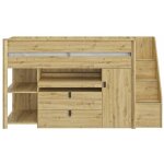 Lit combiné réversible 90x200 cm avec bureau effet chêne Lit combiné réversible 90x200 cm avec bureau effet chêne