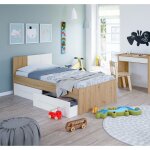 Frs - lit conteneur simple avec tte de lit, cadre de lit avec 2 grands tiroirs pour chambre, cm 196x97h41, ...