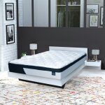 Le quai des affaires - lit cool 140x190 cm + 2 chevets + sommier + matelas cassie / blanc / 193x234x75 ...