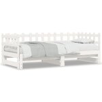 Lit coulissant blanc 2x(80x200) cm bois de pin massif