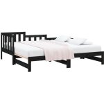 Lit coulissant noir 2x(80x200) cm bois de pin massif