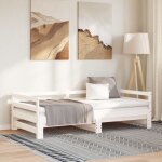Vidaxl ? lit coulissant blanc 80x200 cm avec 2 tiroirs ? bois de pin massif ? sommier � lattes pour meilleure ...