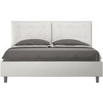 Lit design 160x200 cm avec tête de lit coussins matelassés simili cuir blanc andry - option avec sommier ... Lit design 160x200 cm avec tête de lit coussins matelassés simili cuir blanc andry - option avec sommier ...