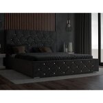 Lit design 180x200 solar - lit double sommier  lattes - cristaux, tissu velours, coffre de lit - lit ...