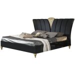 Lit design bois laqu noir et dor jade 160x200