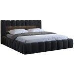 Lit coffre luto prestige - design tapiss� velours et led - gris anthracite - 180x200