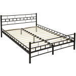 Tectake - lit design moderne avec sommier patins en plastique pour protger le sol 140 x 200 cm