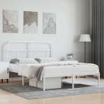 Lit double - 140 x 190 cm, cadre de lit, lit adulte m�tal avec t�te de lit blanc 140x190 cm jkf919832 ...