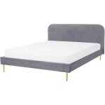 Beliani - lit double 140 x 200 cm tapissé en velours gris avec pieds dorés et sommier à lattes inclus ... Beliani - lit double 140 x 200 cm tapissé en velours gris avec pieds dorés et sommier à lattes inclus ...