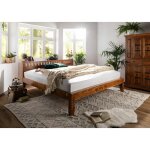 Massivmoebel24 - lit double 160x200 acacia laqu miel oxford 222