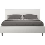 Lit double 160x200 cm simili cuir blanc adelyne - option avec sommier et coffre