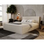 Lit double 180x200 billo slim - tissu boucl, glamour, lgant, lit adulte avec sommier  lattes, coffre ...