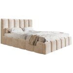 Lit double 180x200 palermo - lit avec rangement - lit design, lit adulte tissu velvet (beige - amor velvet ...