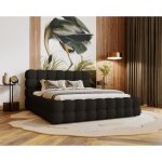 Emporius - lit double 180x200 parlas bis - lit avec tissu boucl� - lit design avec rangement (noir - ...
