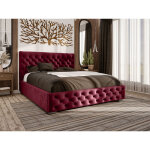 Emporius - lit double 180x200 avec tiroir de lit monaco - lit design chesterfield - rouge (monolith 59) ...