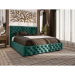 Emporius - lit double 180x200 avec tiroir de lit monaco - lit design chesterfield - vert (monolith 37) ...
