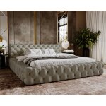 Emporius - lit double 180x200 vigo - lit chesterfield avec tiroir de lit - style glamour - lit design ...