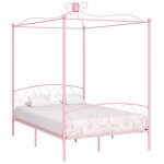 Bonnevie - lit double pour adulte à baldaquin - cadre de lit rose métal 140 x 200 cm bv176404 Bonnevie - lit double pour adulte à baldaquin - cadre de lit rose métal 140 x 200 cm bv176404