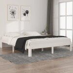 Bonnevie - lit double pour adulte cadre de lit - blanc bois de pin massif 160x200 cm bv501501