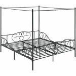 Dcoshop26 - lit double  baldaquin en mtal noir solide lattes mtalliques 180 x 200 cm 030005288