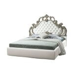 Lit double baroque blanc avec conteneur aleksandra