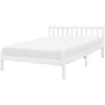 Beliani - lit double en bois blanc 140 x 200 cm elgant de style traditionnel pour chambre moderne ou ...
