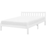Beliani - lit double en bois blanc 160 x 200 cm elgant de style traditionnel pour chambre moderne ou ...