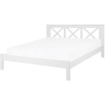 Beliani - lit double en bois blanc 160 x 200 cm elgant et traditionnel pour chambre de style moderne ...