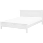 Beliani - lit double en bois blanc 160 x 200 cm de style traditionnel et rustique pour chambre moderne ...