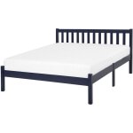Beliani - lit double en bois bleu marine 140 x 200 cm avec sommier  lattes elgant de style traditionnel ...