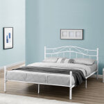 [en. casa] - cadre de lit double florenz acier rev�tu par poudre 160 x 200 blanc