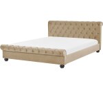 Beliani - lit double chesterfield en velours beige 180 x 200 cm confortable avec tendance glamour pour ...
