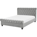 Beliani - lit double chesterfield en velours gris 140 x 200 cm confortable avec tendance glamour pour ...