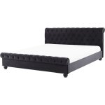 Lit double chesterfield en velours noir 180 x 200 cm confortable avec tendance glamour pour chambre moderne ...