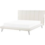 Beliani - lit double en cuir pu blanc 160 x 200 cm avec sommier avec haute tête de lit de style minimaliste ... Beliani - lit double en cuir pu blanc 160 x 200 cm avec sommier avec haute tête de lit de style minimaliste ...