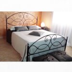 Iperbriko - lit double en fer forg avec pied de lit noir argent narciso 170x202x h131, 5 cm