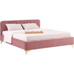 Idimex ? lit double capitonn� 140x190 cm ? rev�tement velours rose ? sommier � lattes inclus ? pieds ...