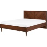 Beliani - lit double avec haute tête de lit en bois foncé 160 x 200 cm rustique et moderne pour chambre ... Beliani - lit double avec haute tête de lit en bois foncé 160 x 200 cm rustique et moderne pour chambre ...